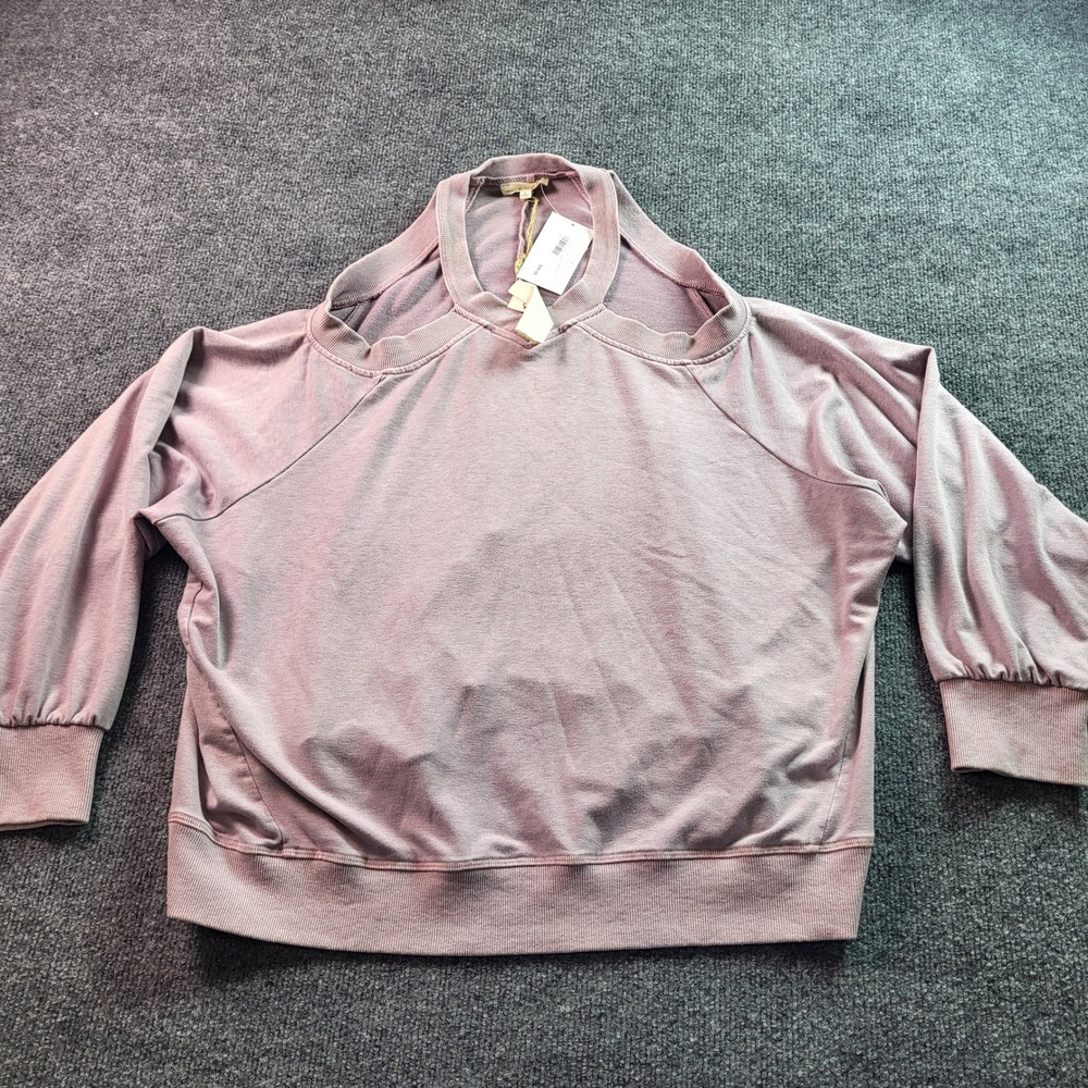 Easel Vintage Lilac‎ Rock All Night Long Cold Shoulder Sweatshirt Womens Small